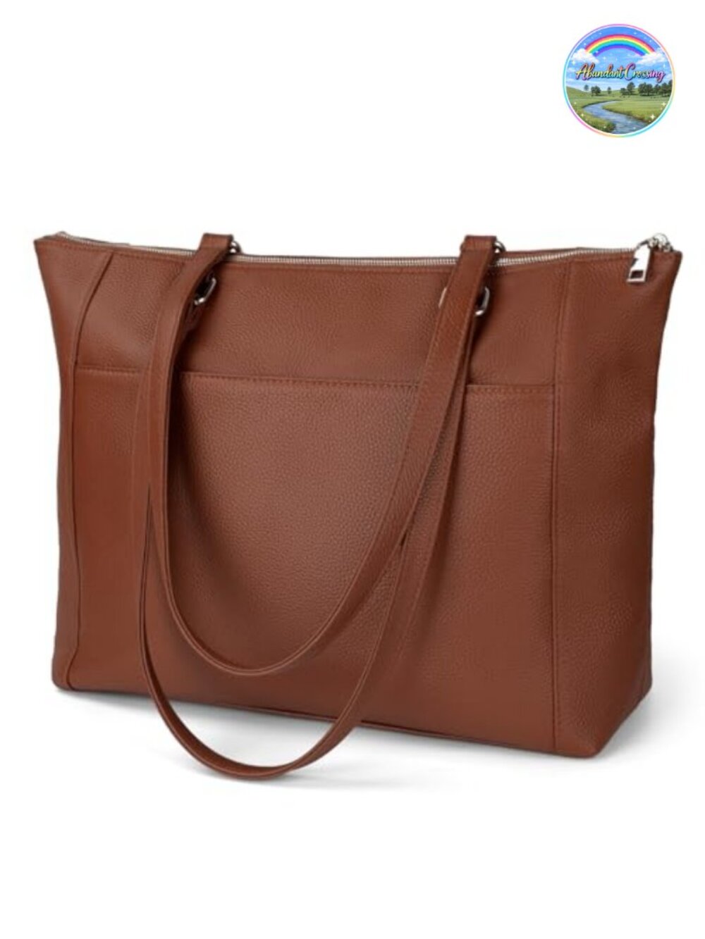 Genuine Leather Large Tote Bag for Women, Laptop Satchel Handbag with Pockets
